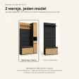 Garderoba do przedpokoju 80 cm z siedziskiem, panelami i szafką na buty – Dąb Artisan / Czarny