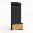 Garderoba do przedpokoju 80 cm z siedziskiem, panelami i szafką na buty – Czarny / Dąb Artisan