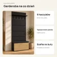 Garderoba do przedpokoju 80 cm z siedziskiem, panelami i szafką na buty – Czarny / Dąb Artisan