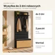 Garderoba do przedpokoju 80 cm z siedziskiem, panelami i szafką na buty – Czarny / Dąb Artisan
