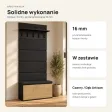 Garderoba do przedpokoju 80 cm z siedziskiem, panelami i szafką na buty – Czarny / Dąb Artisan