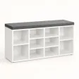 Szafka na buty 104 cm z siedziskiem i 13 przegródkami – Biały / Szary