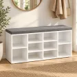 Szafka na buty 104 cm z siedziskiem i 13 przegródkami – Biały / Szary