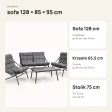 Zestaw ogrodowy 4-częściowy: sofa, 2 krzesła i stolik – Szary