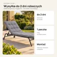 Leżak ogrodowy z poduszką i 5-stopniową regulacją, 197 cm – Czarny / Szary