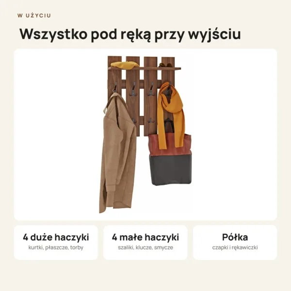 Wieszak ażurowy - Orzech - Na ubrania