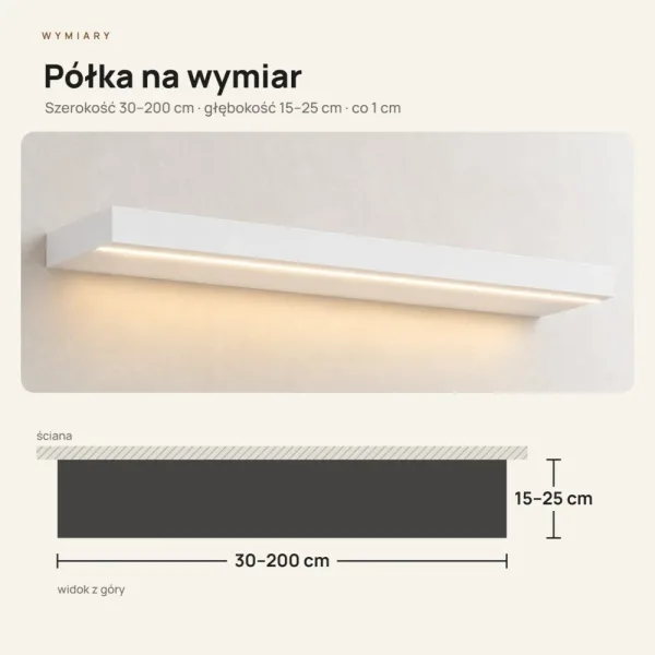 Półka wisząca LED - Biała