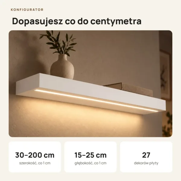 Półka wisząca LED - Biała