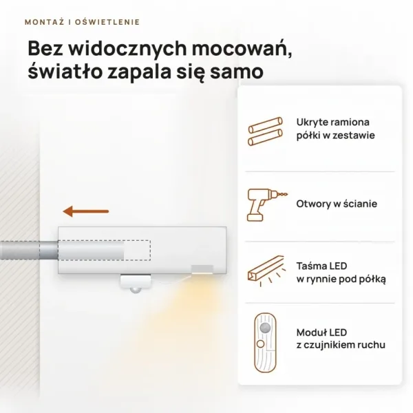 Półka wisząca LED - Biała