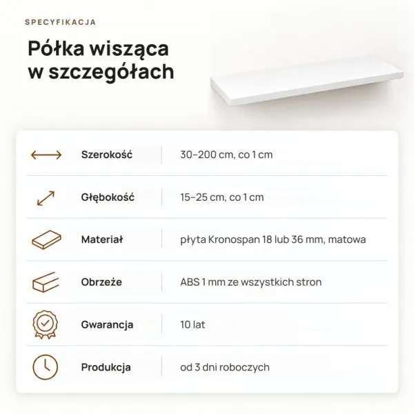 Półka wisząca - Biała