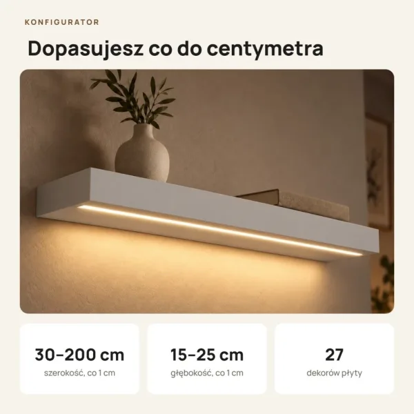 Półka wisząca LED - Szara