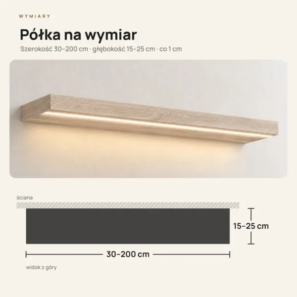 Półka wisząca LED - Dąb Sonoma