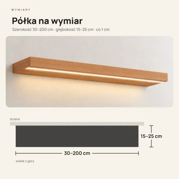 Półka wisząca LED - Olcha