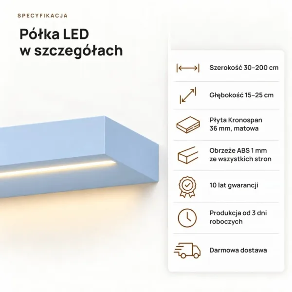 Półka wisząca LED - Niebieski