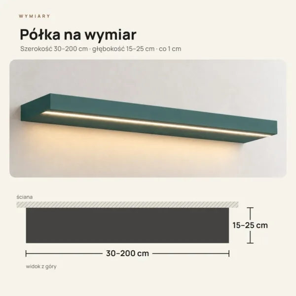Półka wisząca LED - Zielony