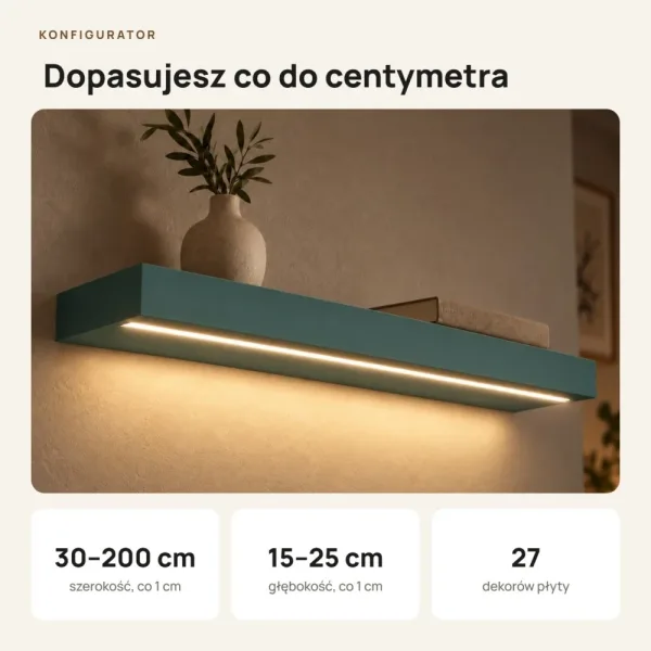 Półka wisząca LED - Zielony