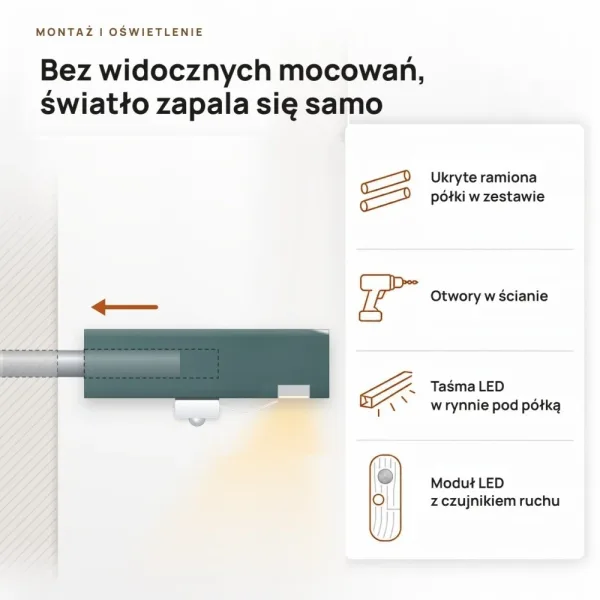 Półka wisząca LED - Zielony