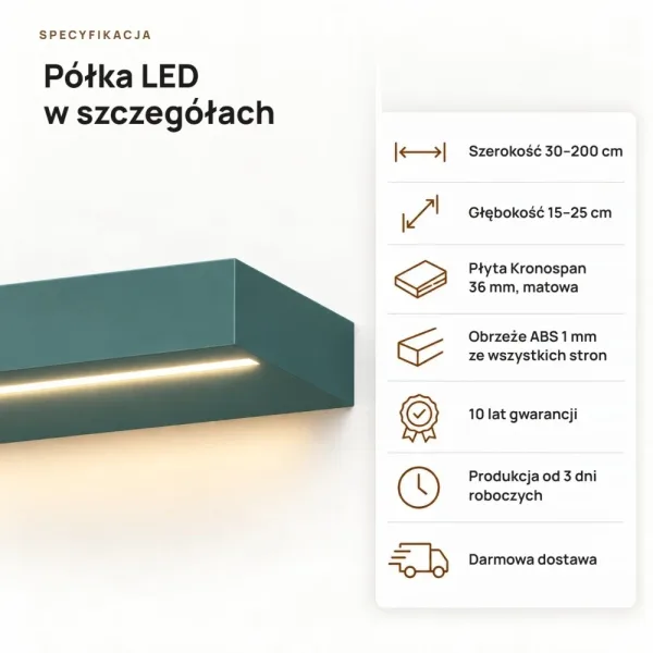 Półka wisząca LED - Zielony
