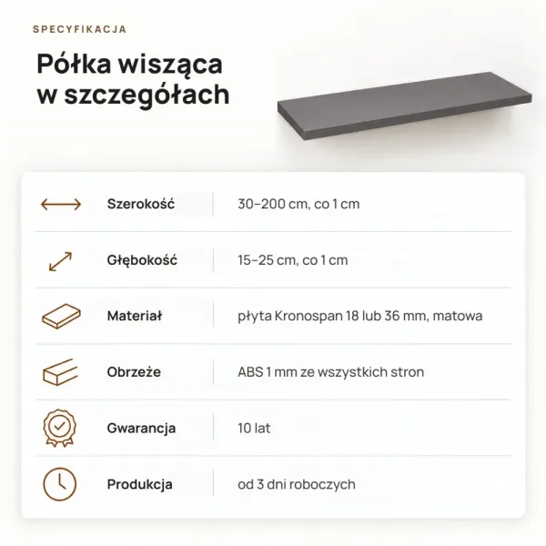 Półka wisząca - Grafit