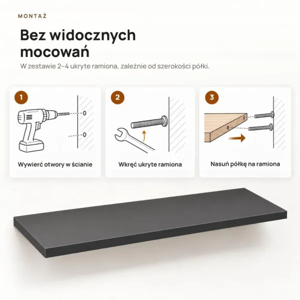 Półka wisząca - Czarna