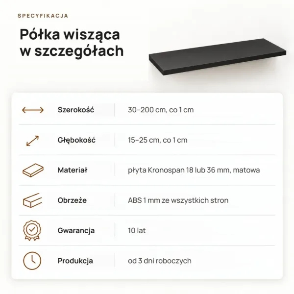 Półka wisząca - Czarna