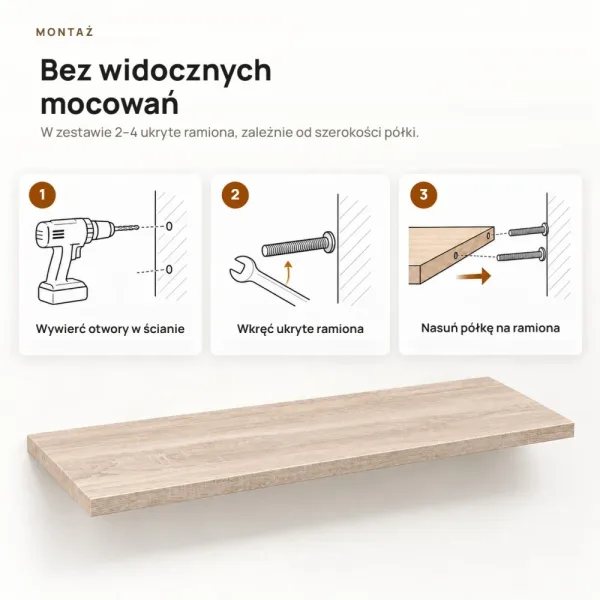 Półka wisząca - Dąb Sonoma