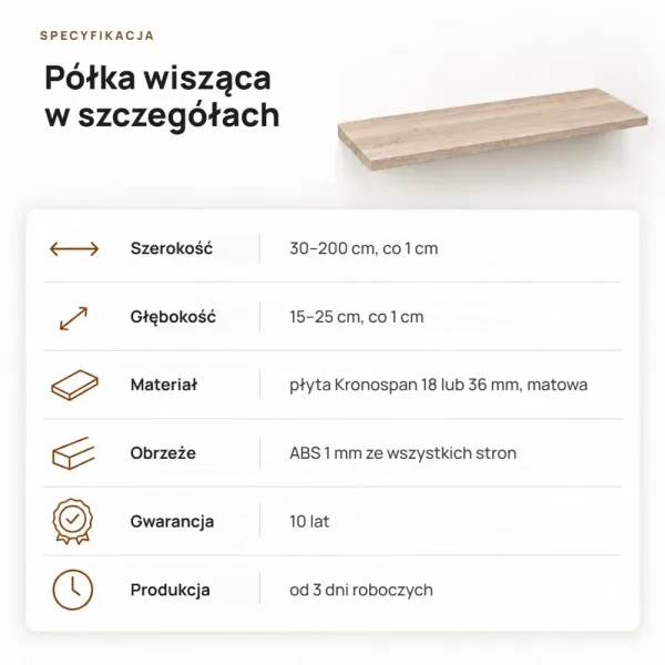 Półka wisząca - Dąb Sonoma
