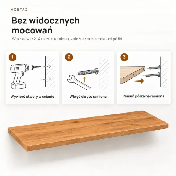 Półka wisząca - Dąb Złoty