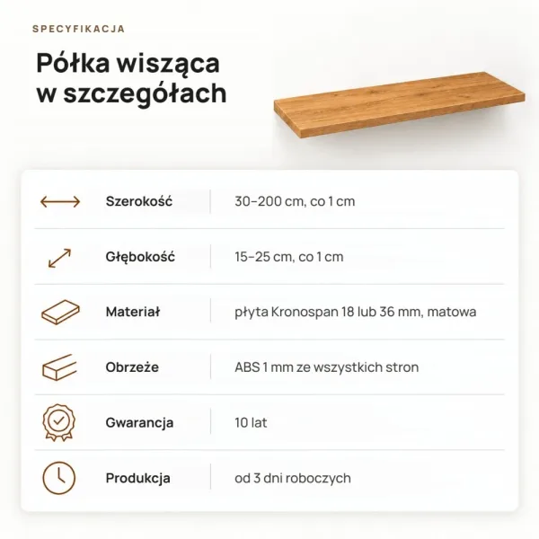 Półka wisząca - Dąb Złoty
