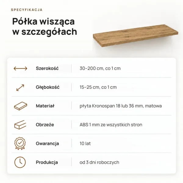 Półka wisząca - Dąb Kamienny