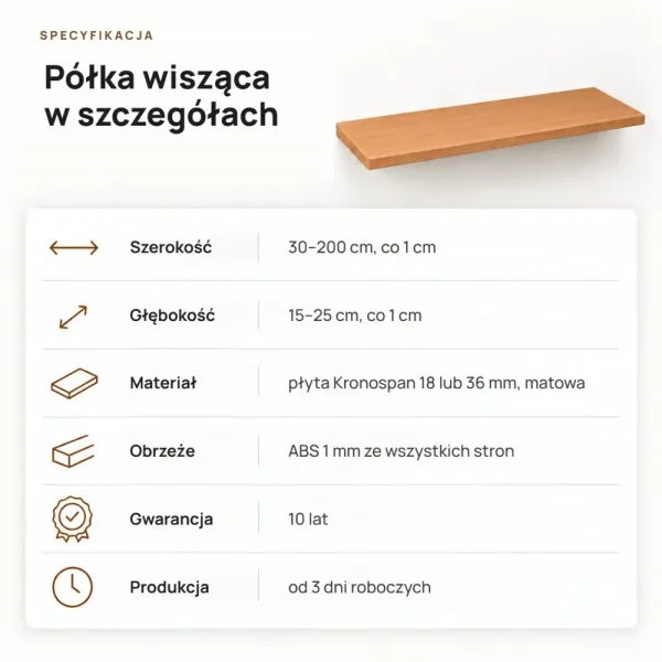 Półka wisząca - Olcha