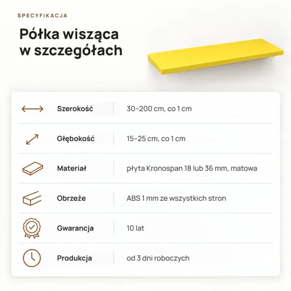 Półka wisząca - Żółta