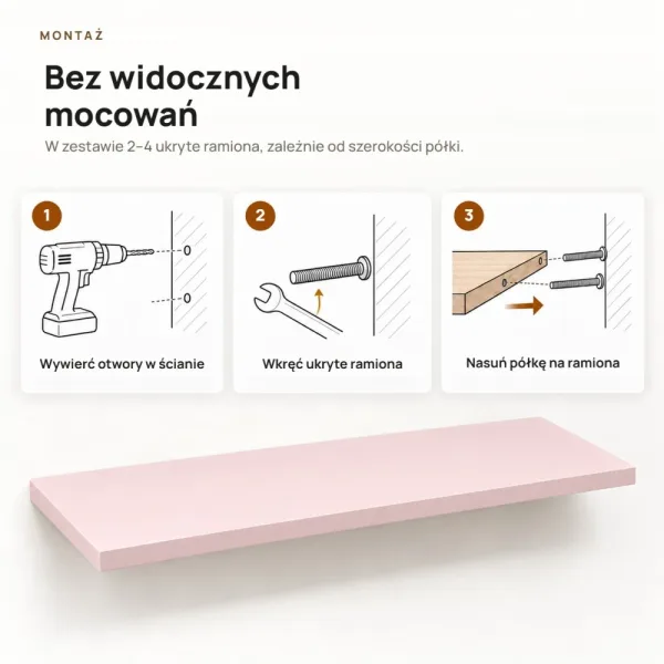 Półka wisząca - Różowa