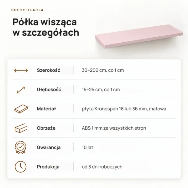 Półka wisząca - Różowa