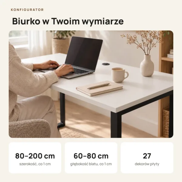 Biurko z metalowymi nogami - Białe