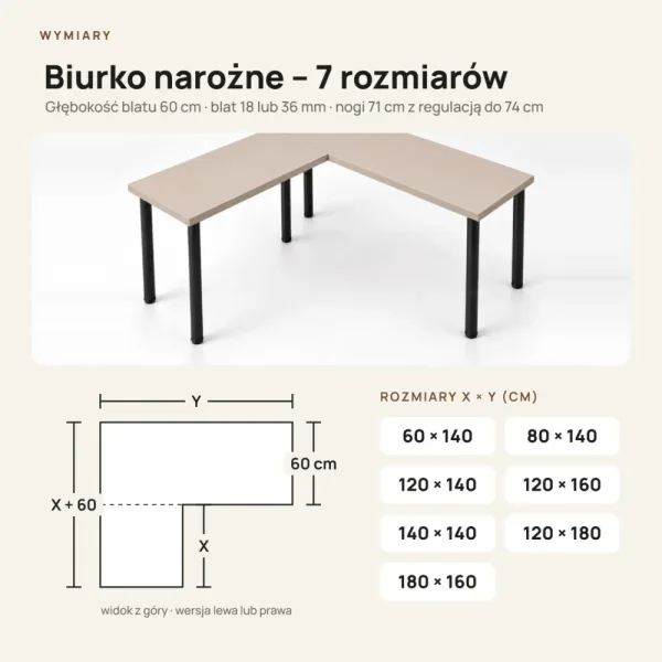 Biurko narożne - Cappuccino