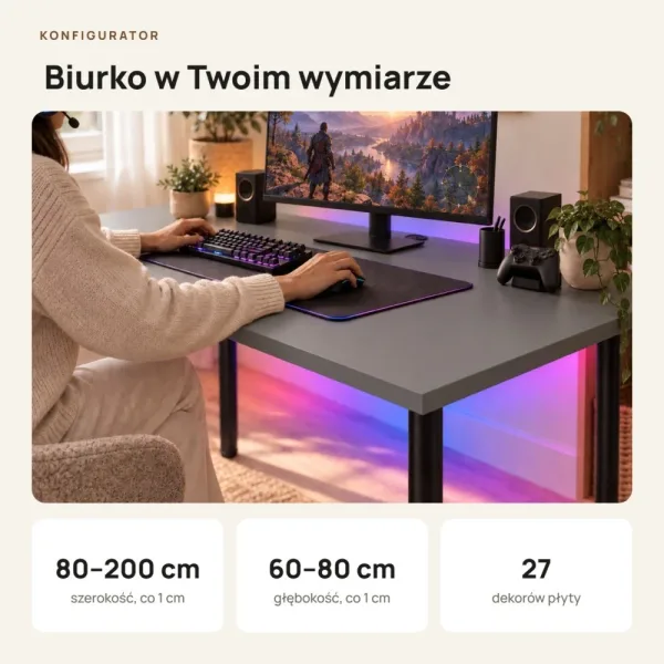 Biurko gamingowe - Grafit