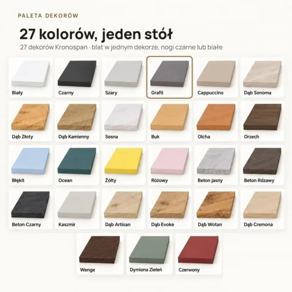Stół kuchenny z metalowymi nogami - Grafit