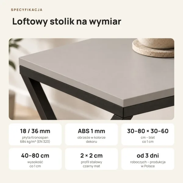 Stolik metalowy X - Szary