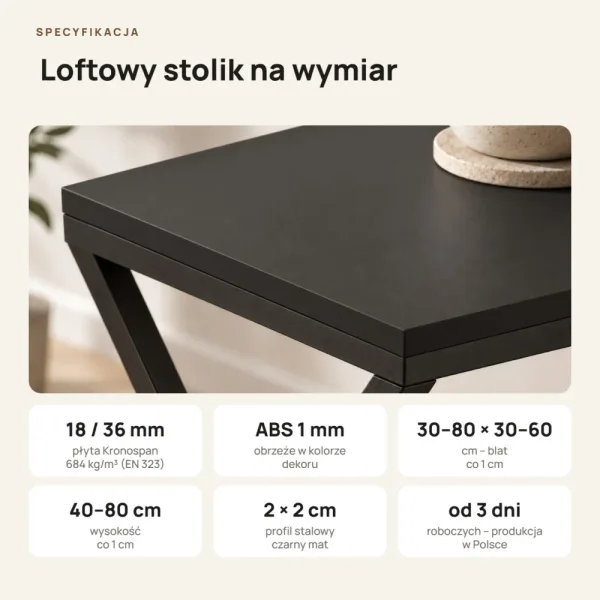 Stolik metalowy X - Czarny