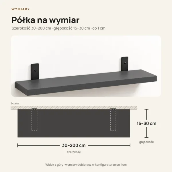 Półka loftowa - Grafit