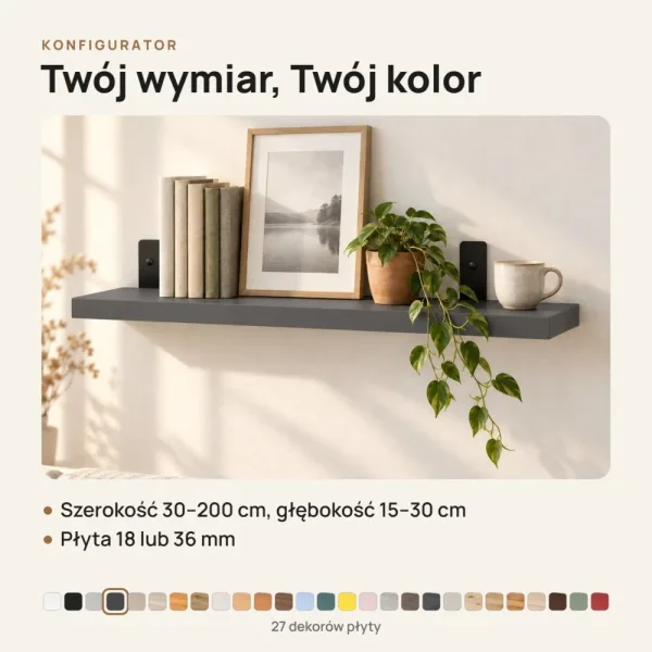 Półka loftowa - Grafit