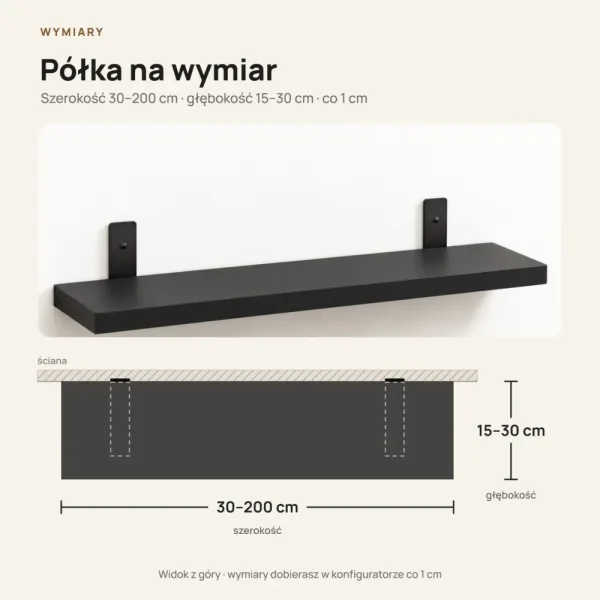 Półka loftowa - Czarna