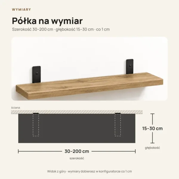 Półka loftowa - Dąb Kamienny