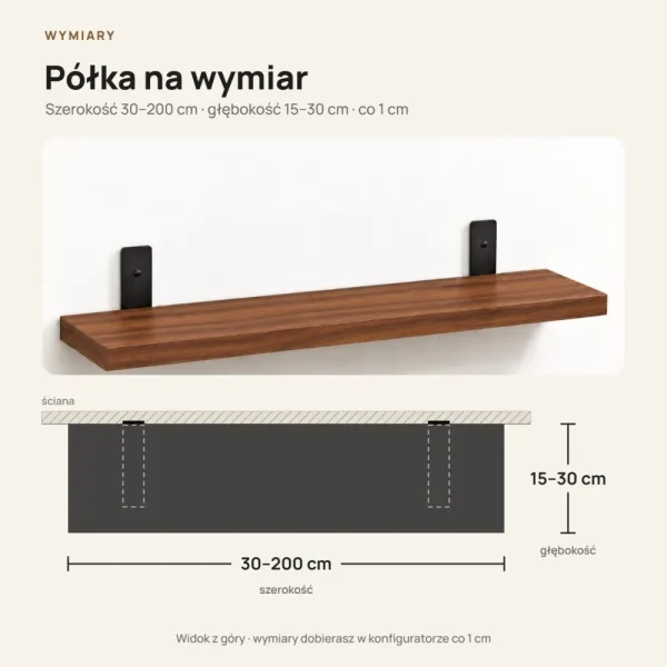 Półka loftowa - Orzech