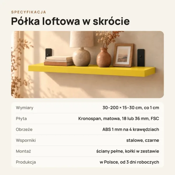 Półka loftowa - Żółta