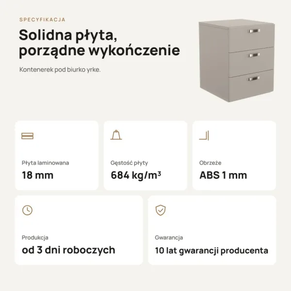 Kontenerek pod biurko - Szary