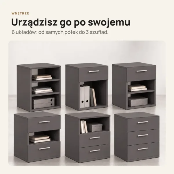 Kontenerek pod biurko - Grafit