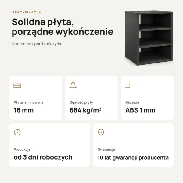 Kontenerek pod biurko - Czarny