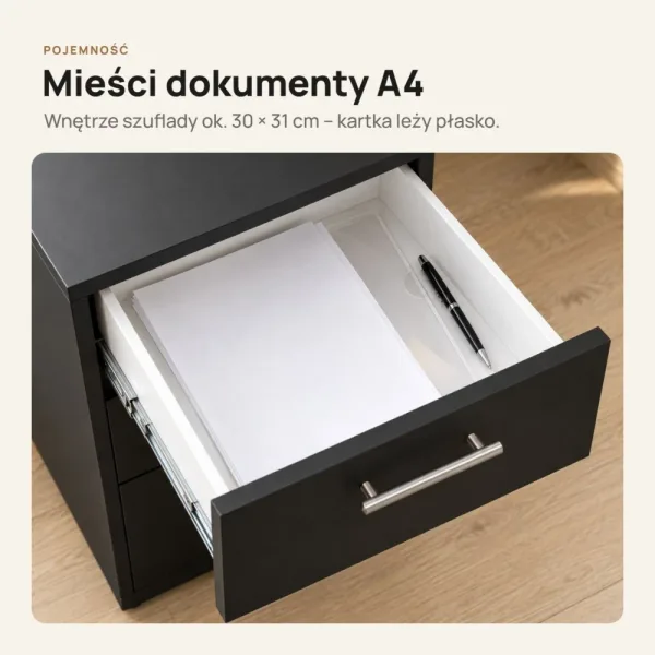 Kontenerek pod biurko - Czarny